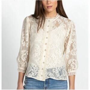 Johnny Was Cream Beige Betty Blouse Size XLarge, NWT